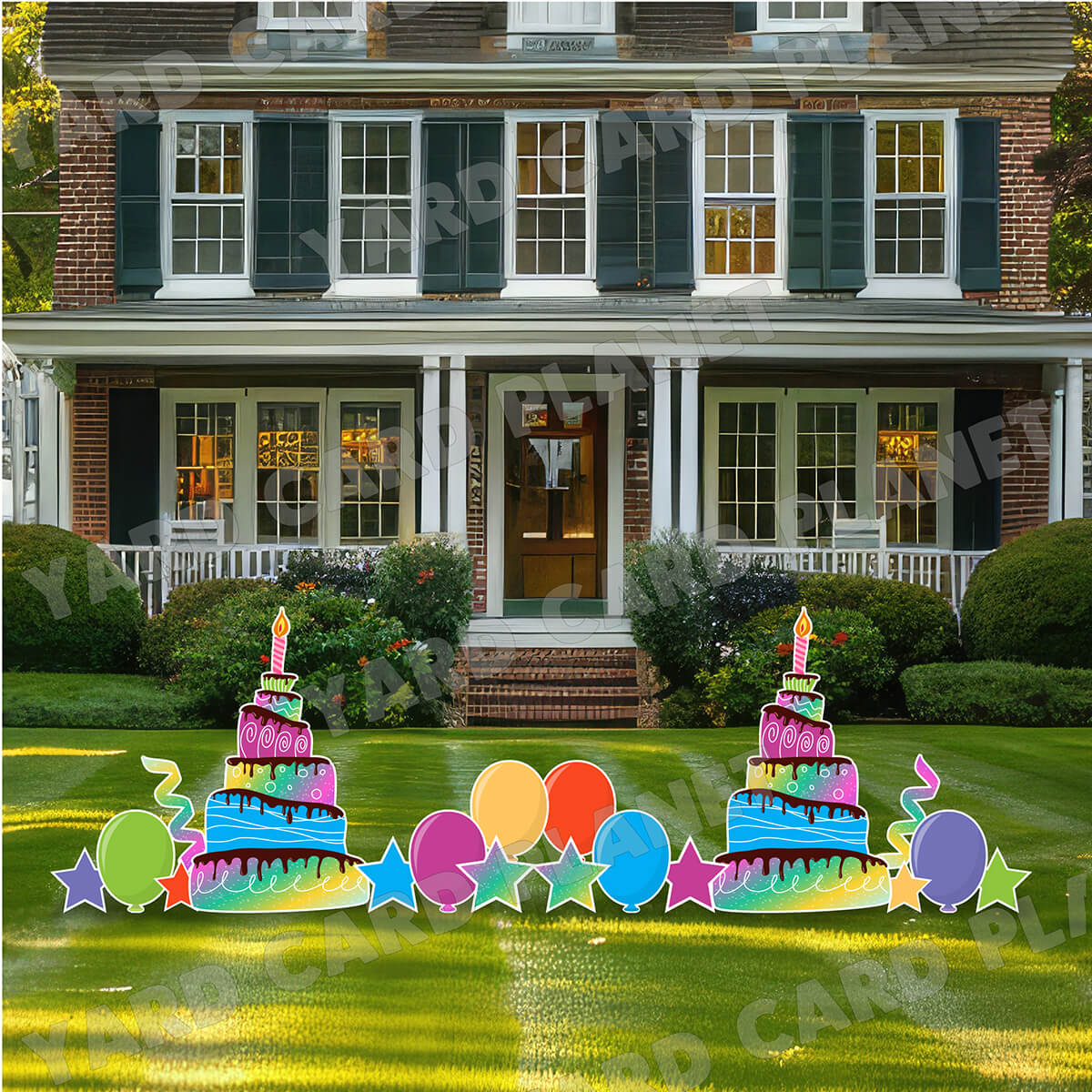 Giant Cakes, Balloons, Stars and Streamers Yard Card Flair Set