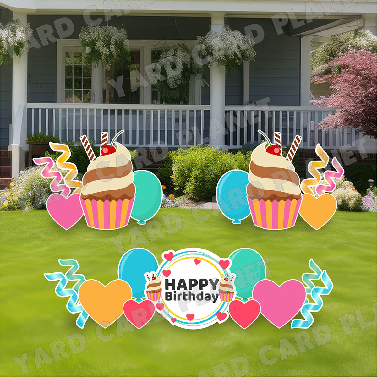 Happy Birthday Sweetheart Yard Card Flair Set