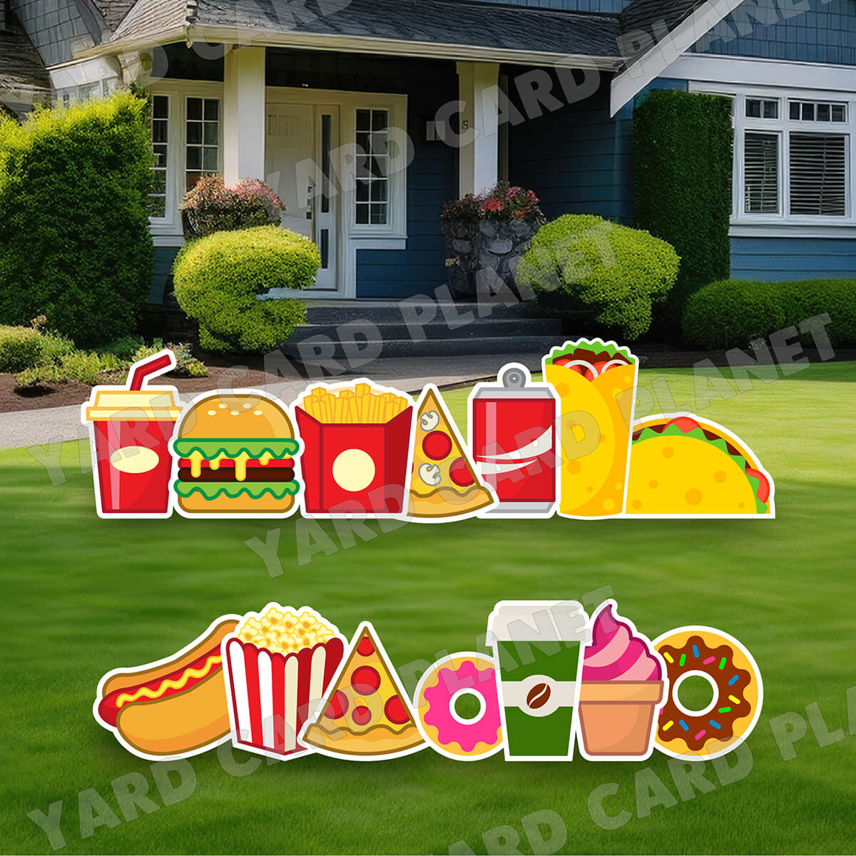 Fast Food Forever Yard Card Flair Set