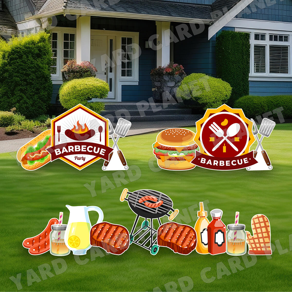 Barbecue Party Yard Card Flair Set