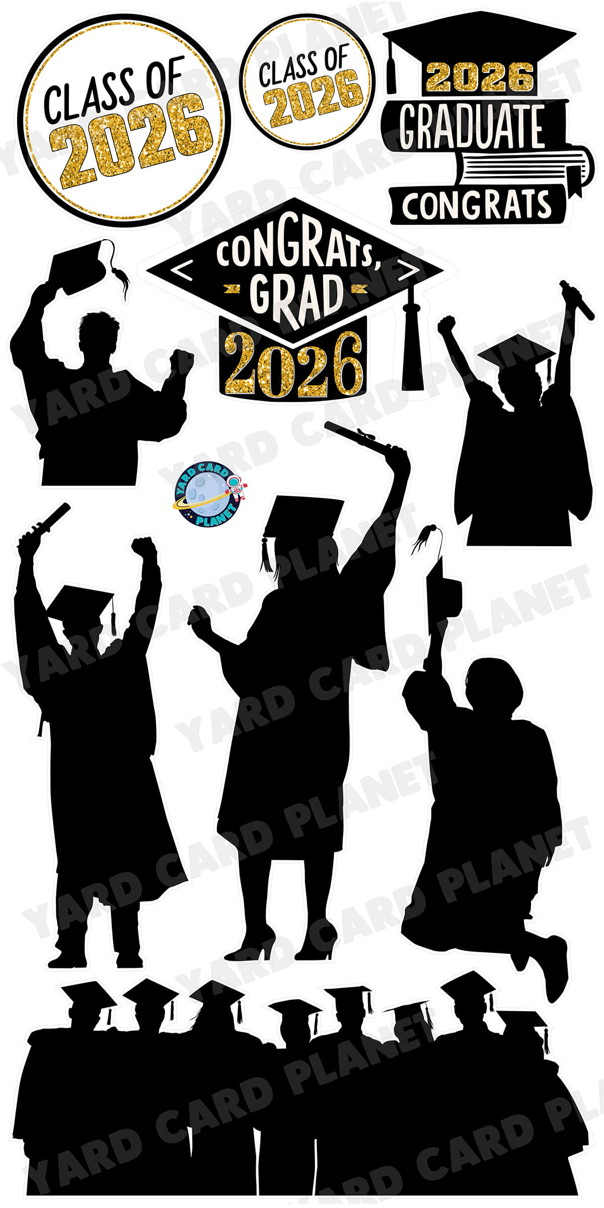 Silhouette Graduation Yard Card Flair Set
