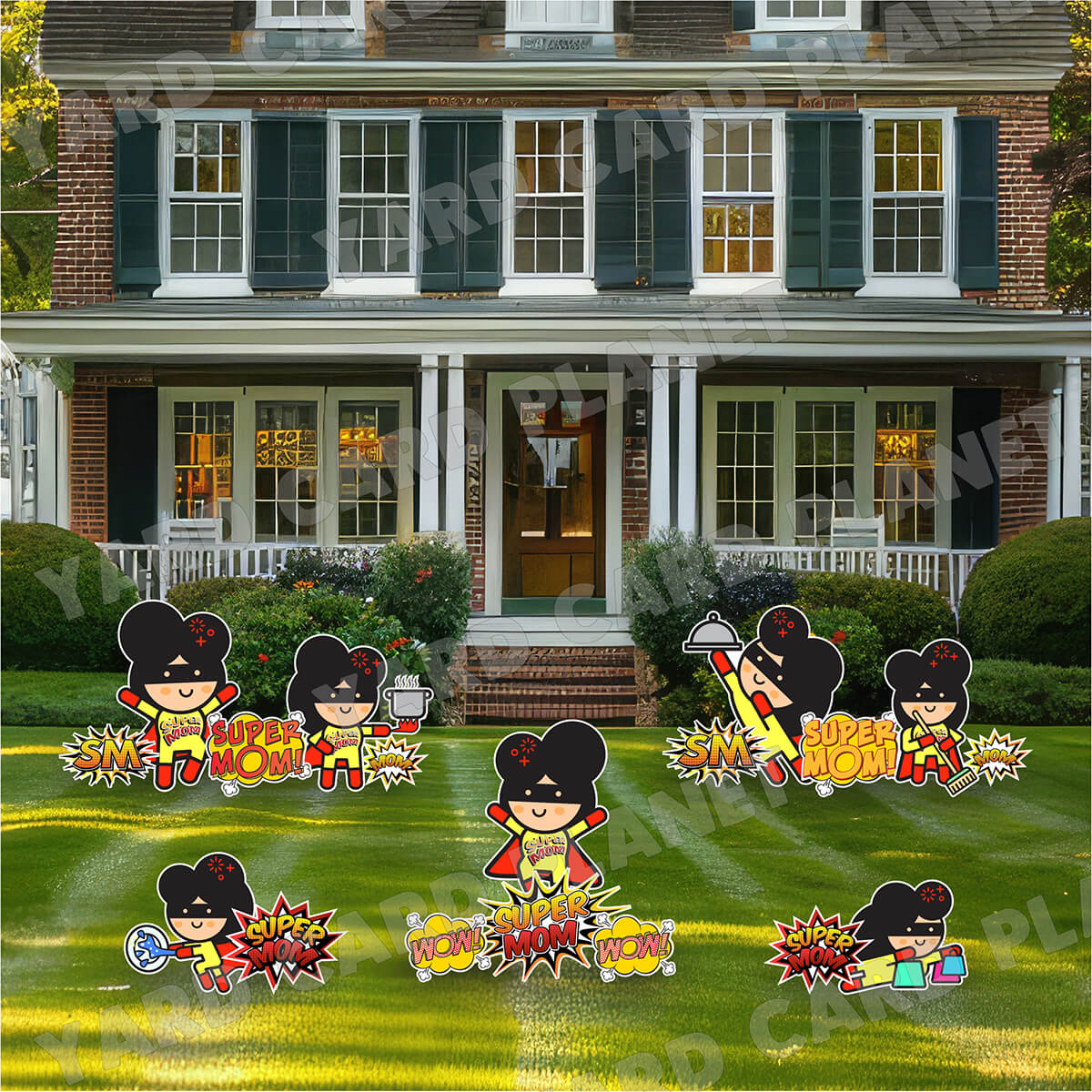 Super Mom Superhero Mother's Day Yard Card Flair Set