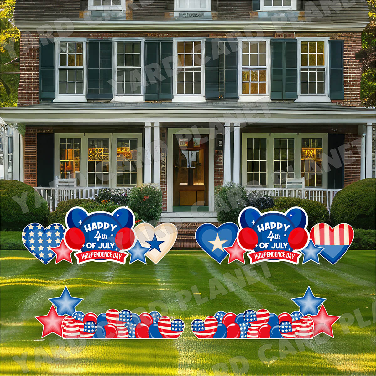 4th of July Independence Day Signs, EZ Filler Balloons, Stars and Hearts Yard Card Flair Set