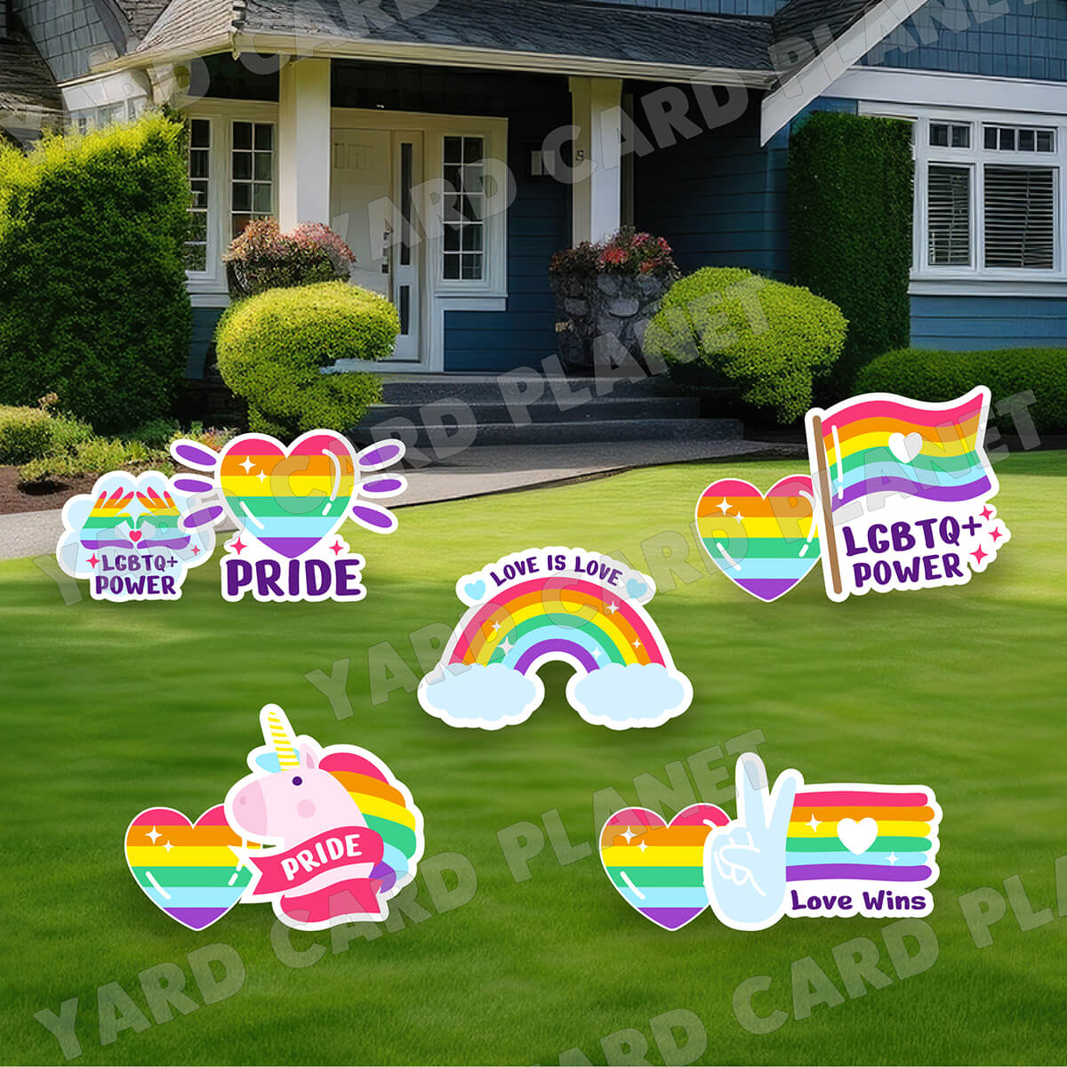 Pride Rainbow Yard Card Flair Set