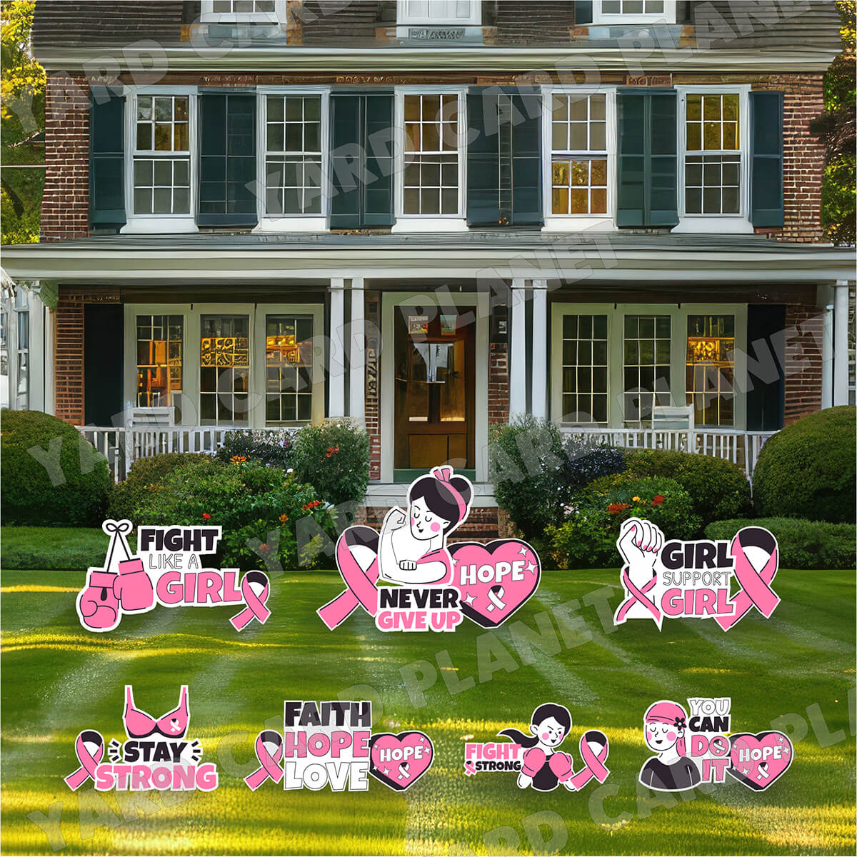 Stay Strong Breast Cancer Awareness Yard Card Flair Set