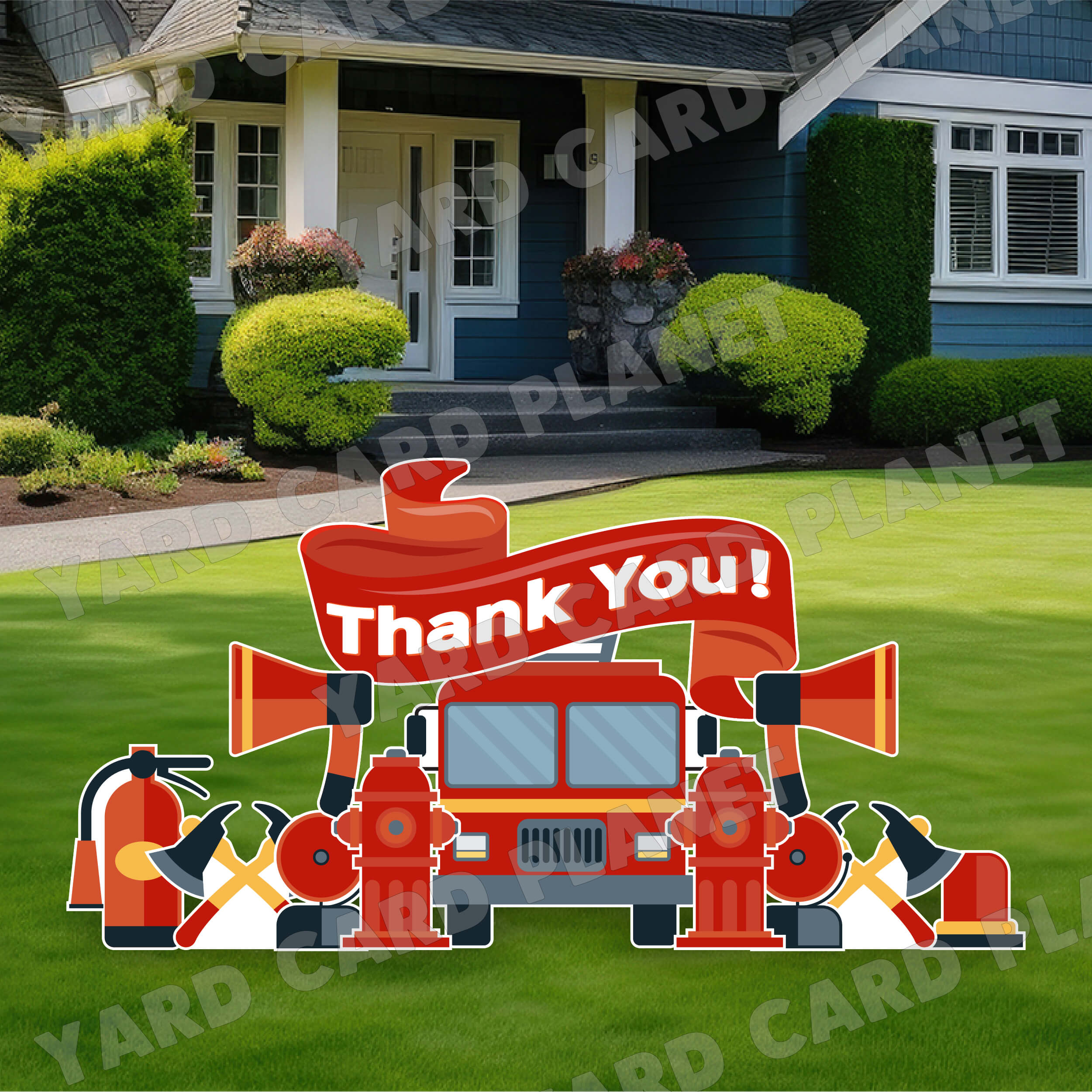 Thank You Firefighters EZ Quick Sign and Yard Card Flair Set