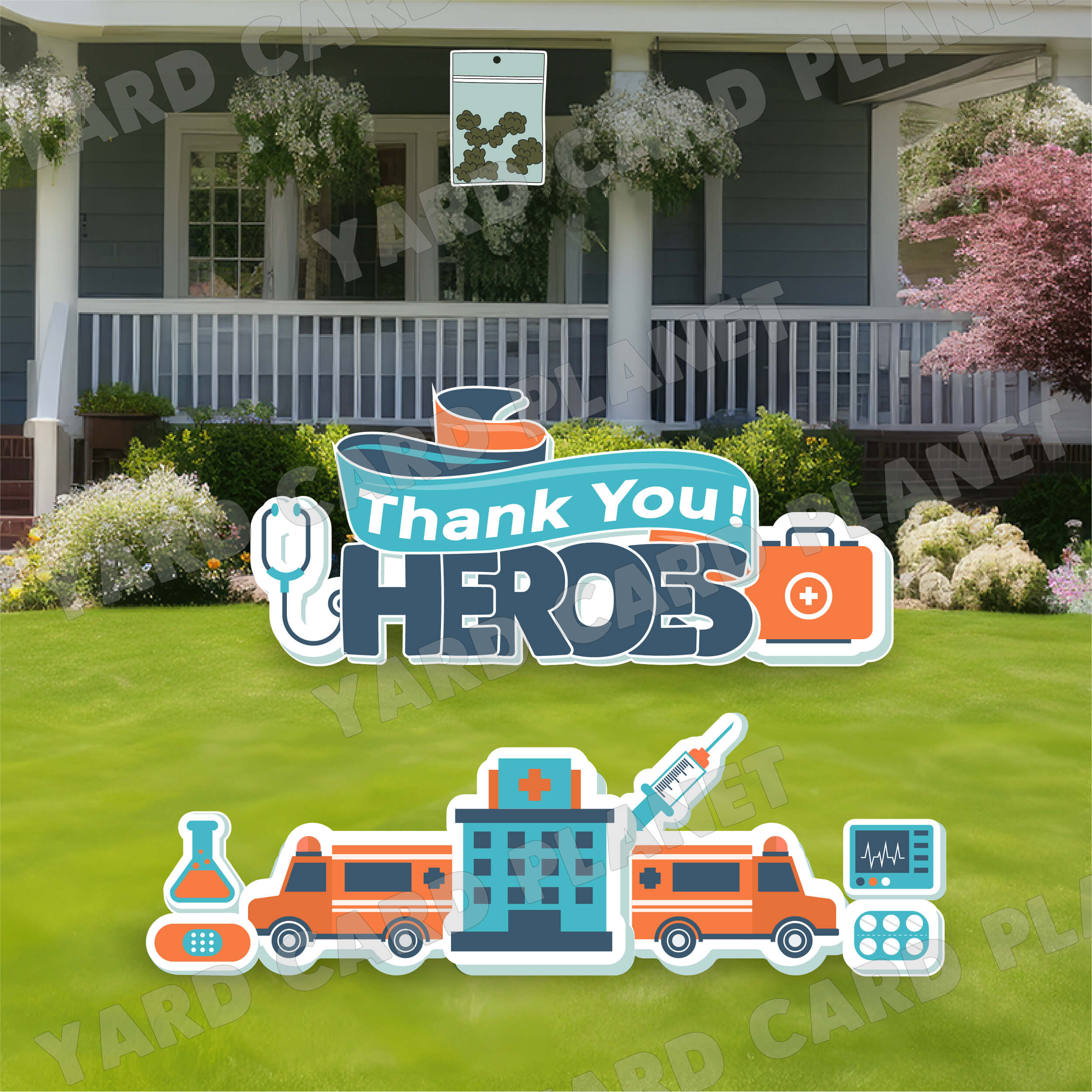 Thank You Healthcare Heroes EZ Quick Sign and Yard Card Flair Set