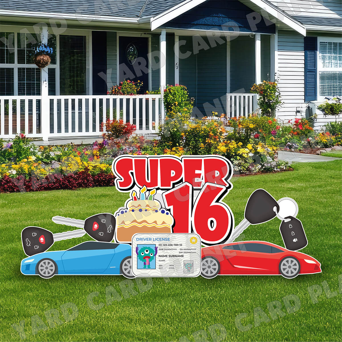 Boys Super 16 EZ Quick Sign and Yard Card Flair Set