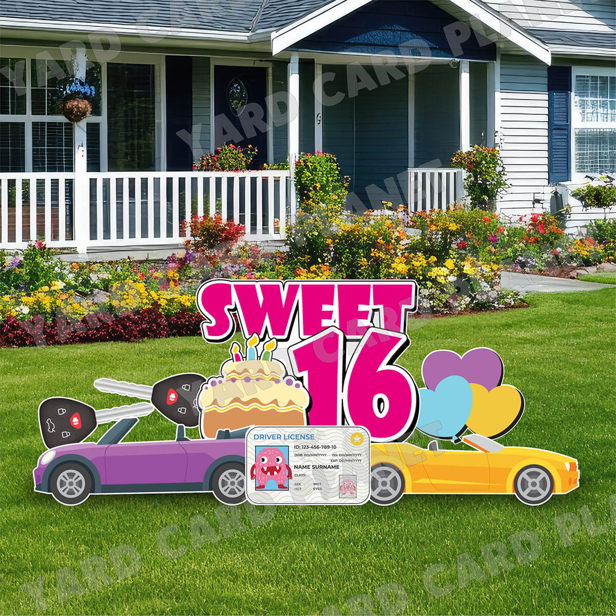 Girls Sweet 16 EZ Quick Sign and Yard Card Flair Set