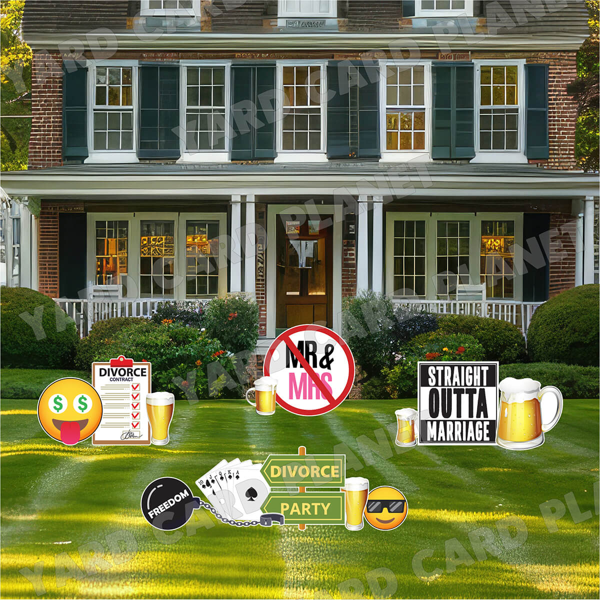 Finally Divorced For Men Yard Card Flair Set