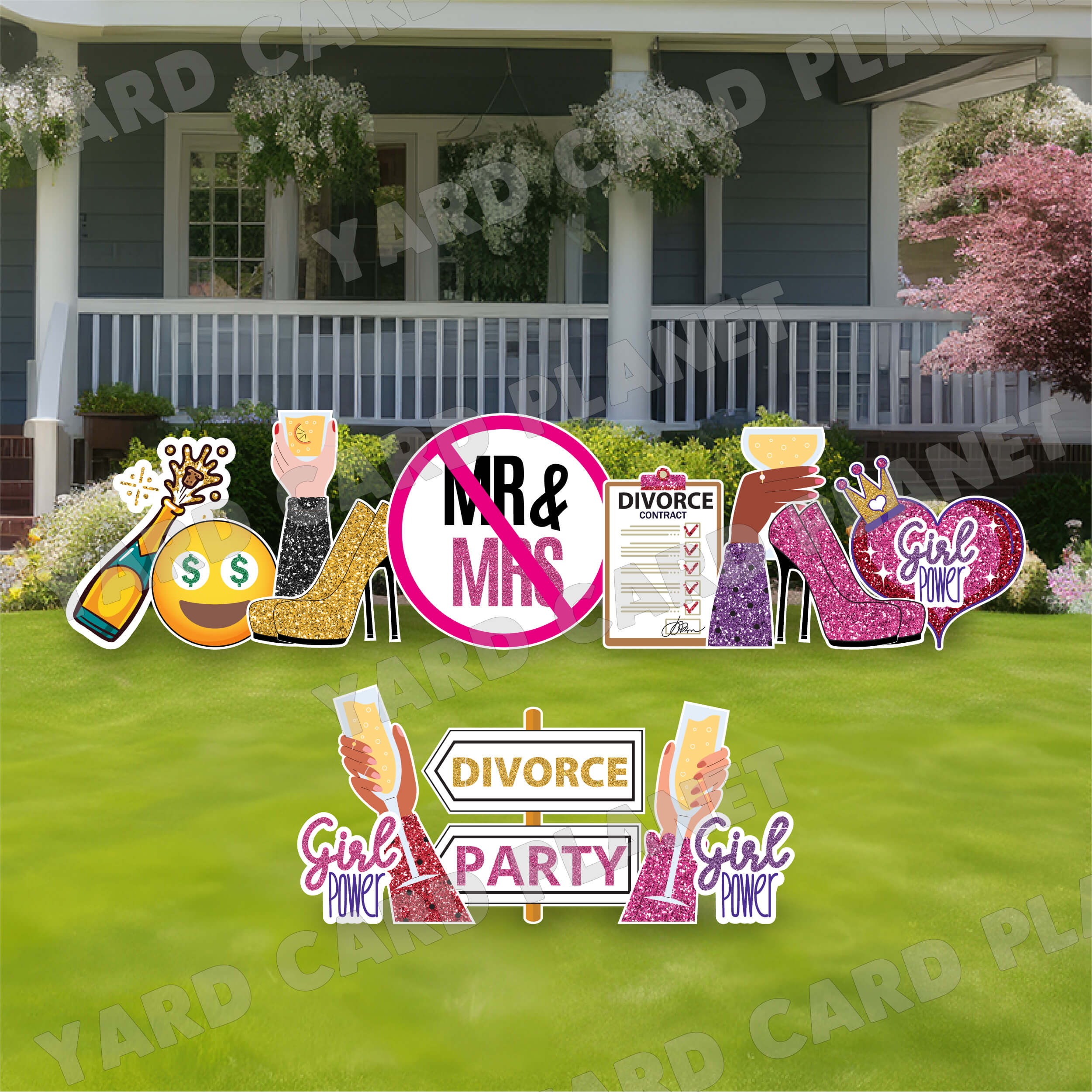 Finally Divorced For Women Yard Card Flair Set