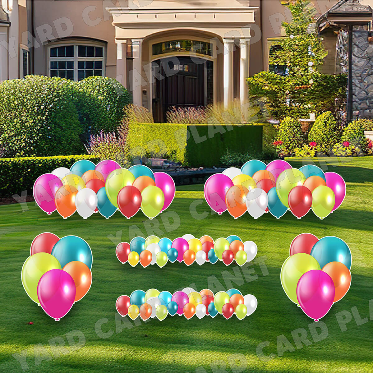 Colorful Balloons EZ Setup Panels and Borders Yard Card Set