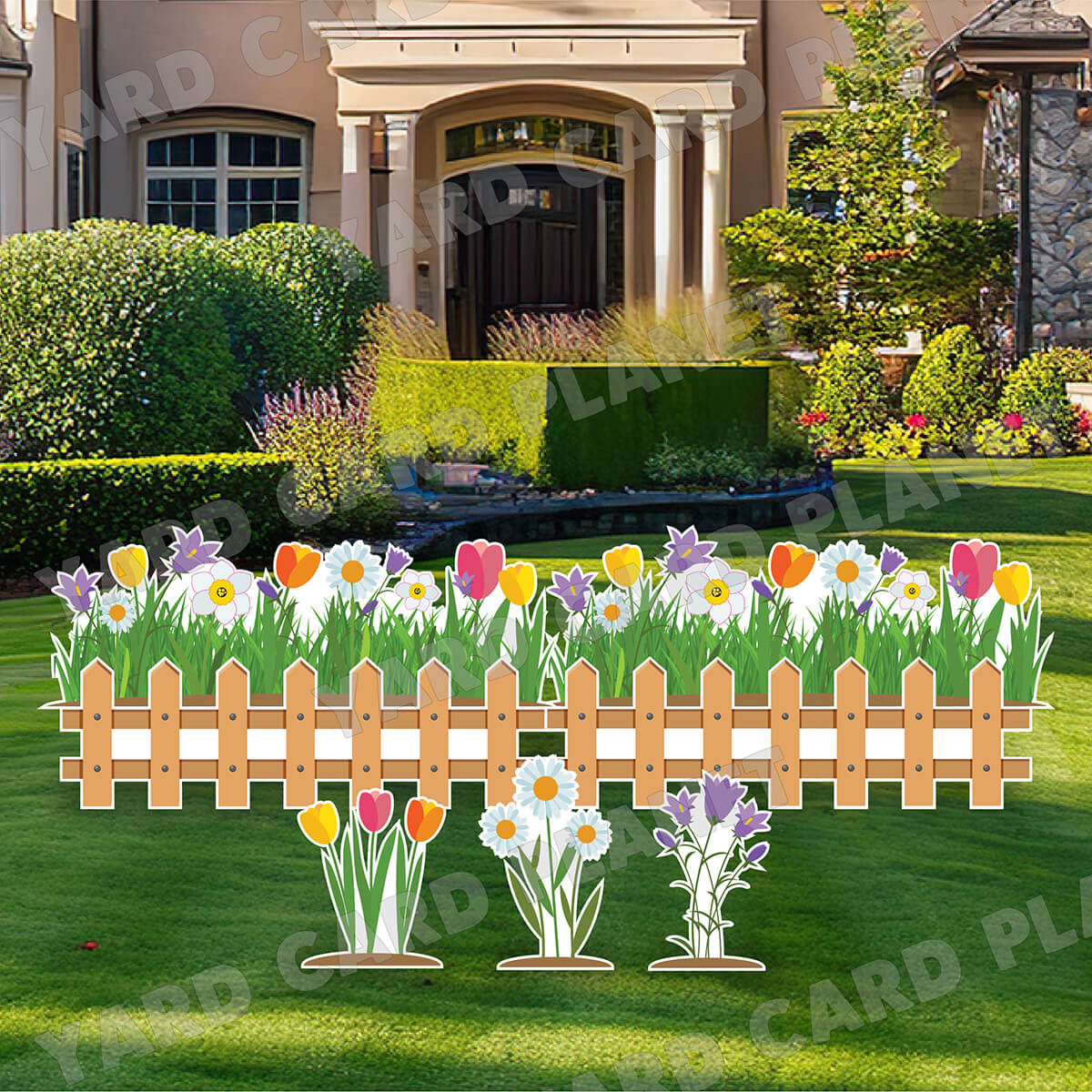 Fences and Wild Flowers EZ Setup Panels and Borders Yard Card Set