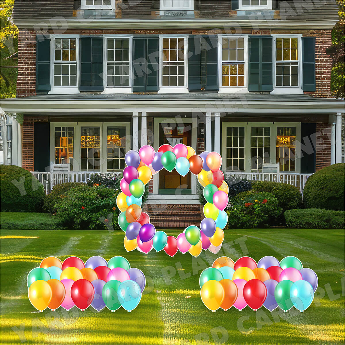 Bright Colorful Balloons Photo Frame and EZ Setup Panels and Borders Yard Card Set
