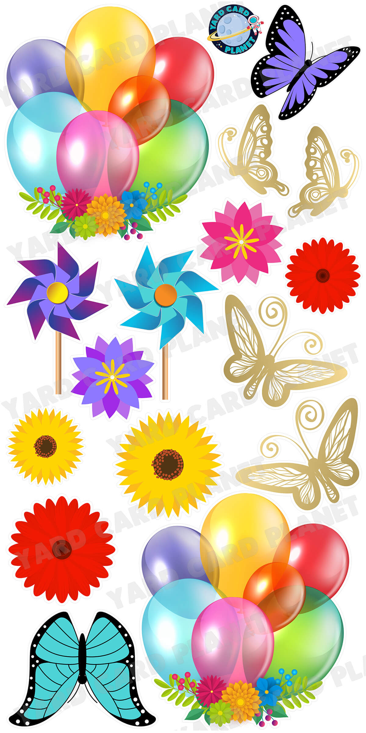 Colorful Spring Yard Card Flair Set