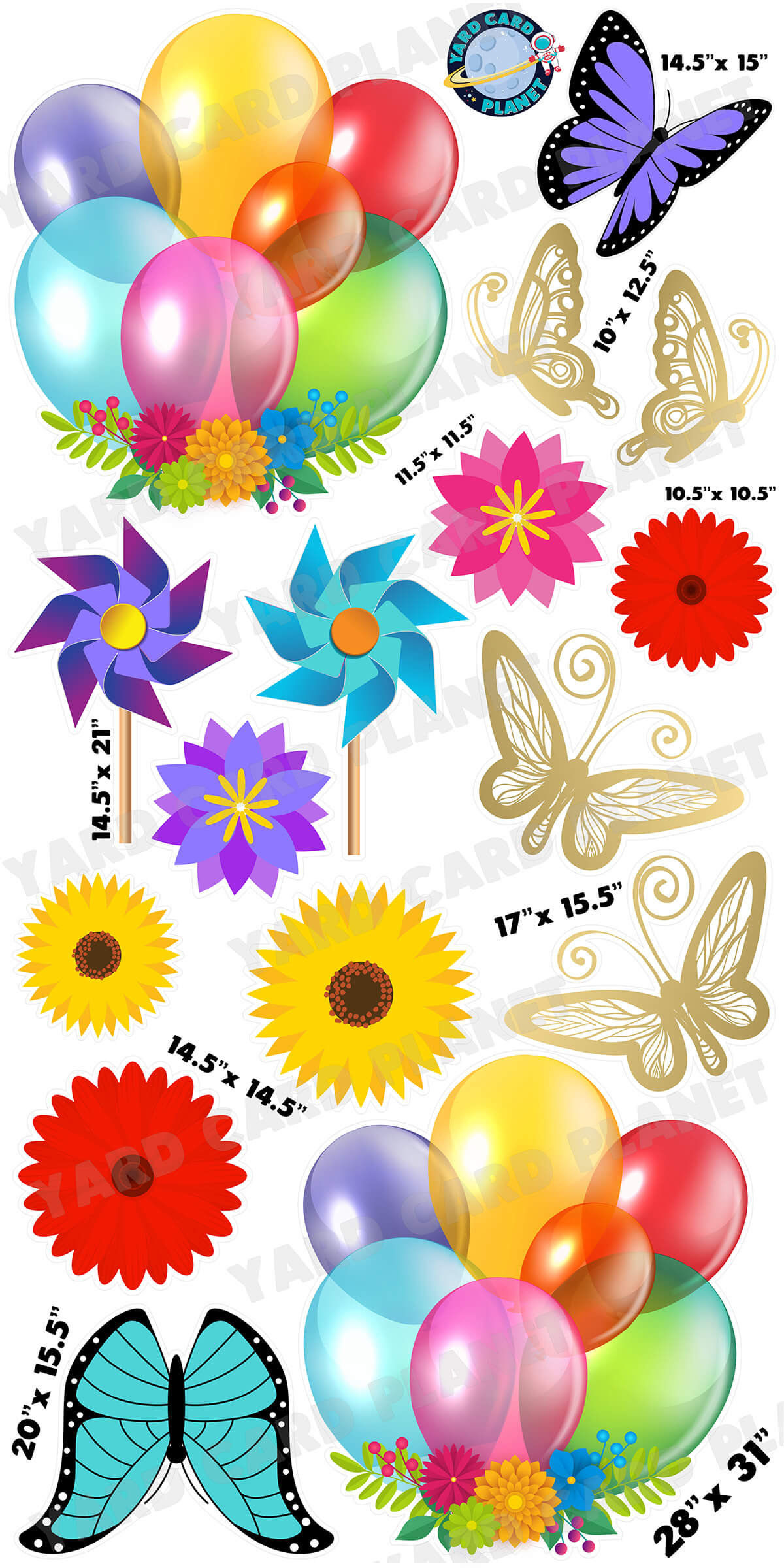 Colorful Spring Yard Card Flair Set