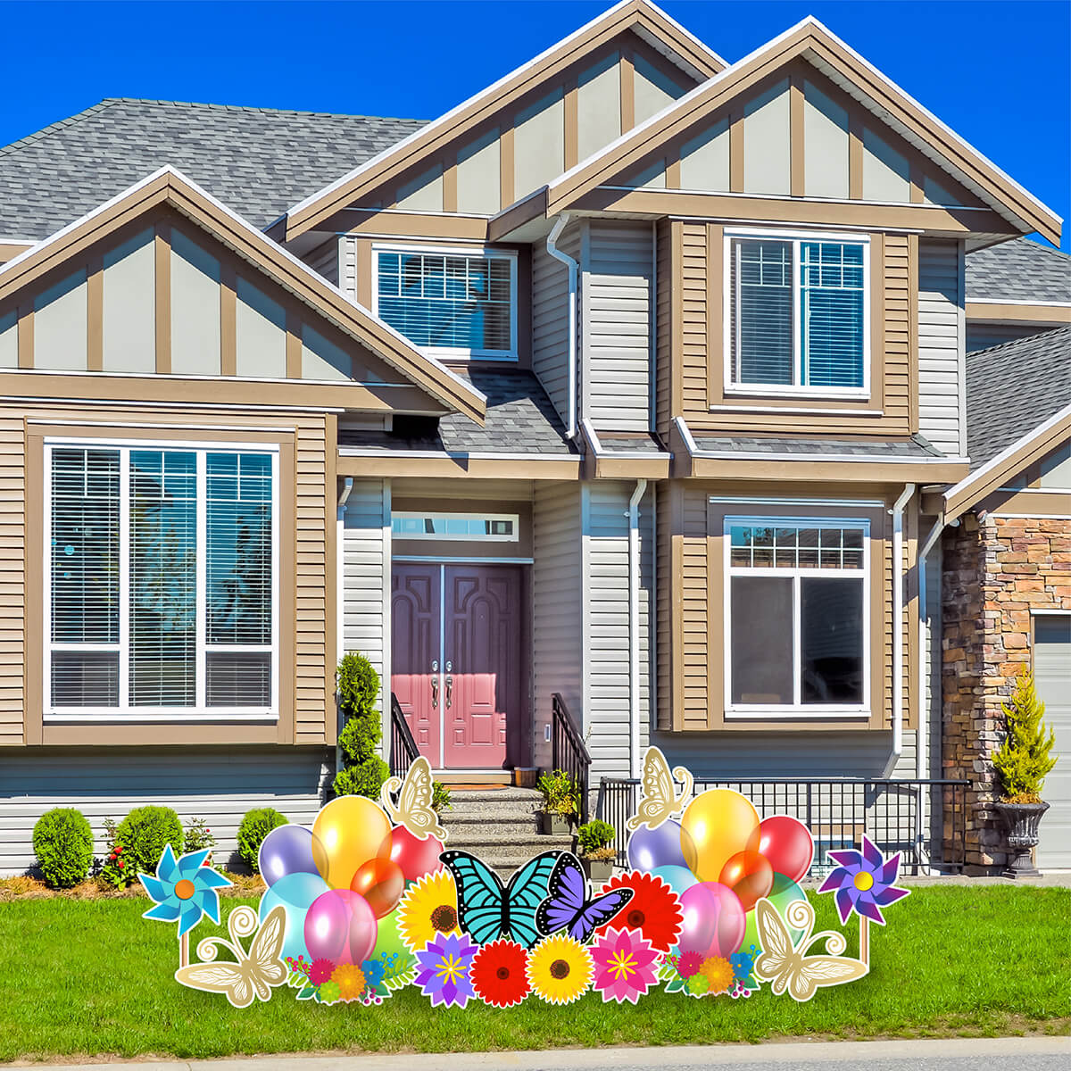 Colorful Spring Yard Card Flair Set