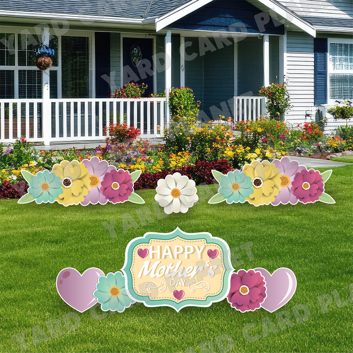 Happy Mother's Day EZ Quick Sign and Floral Panels Yard Card Flair Set