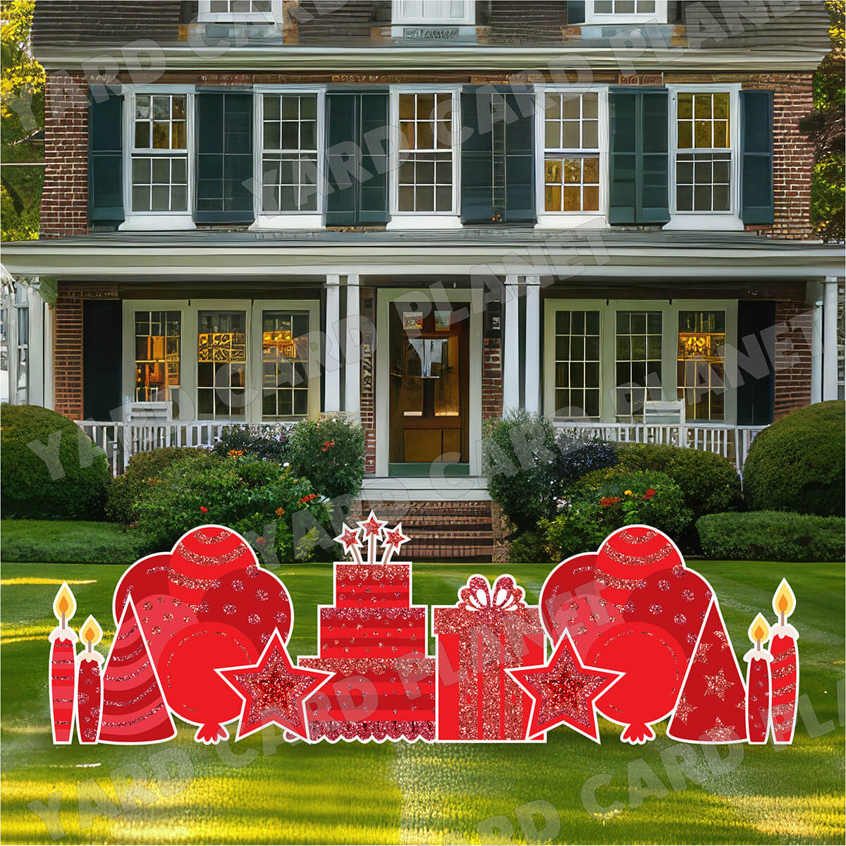 Red Glitter Birthday Essentials Yard Card Flair Set