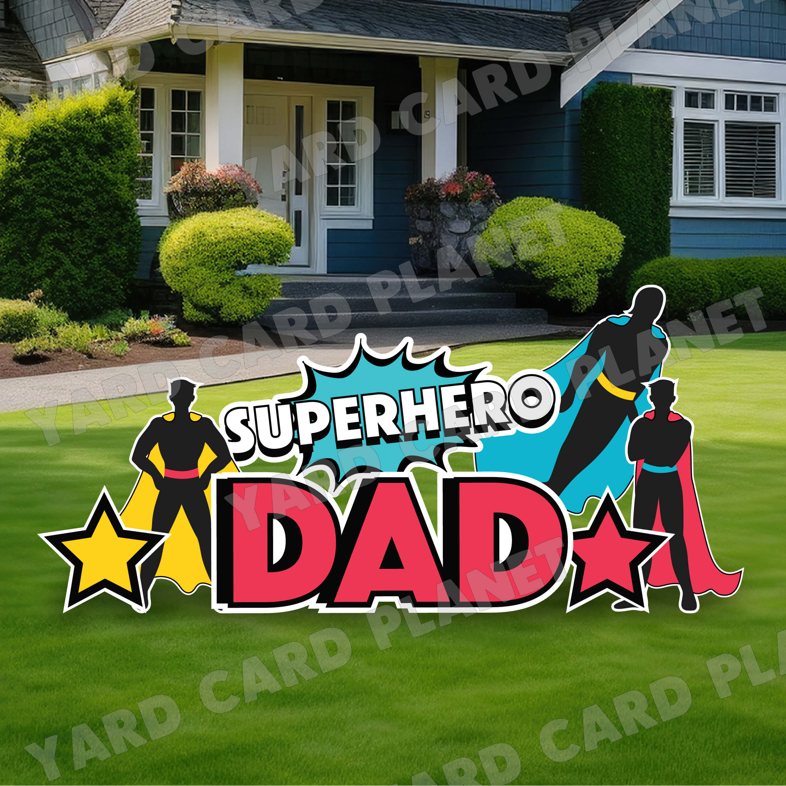 Superhero Dad Father's Day EZ Quick Sign and Yard Card Flair Set