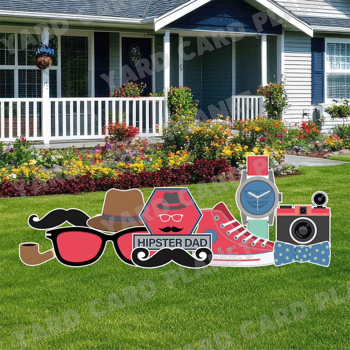 Hipster Dad Yard Card Flair Set