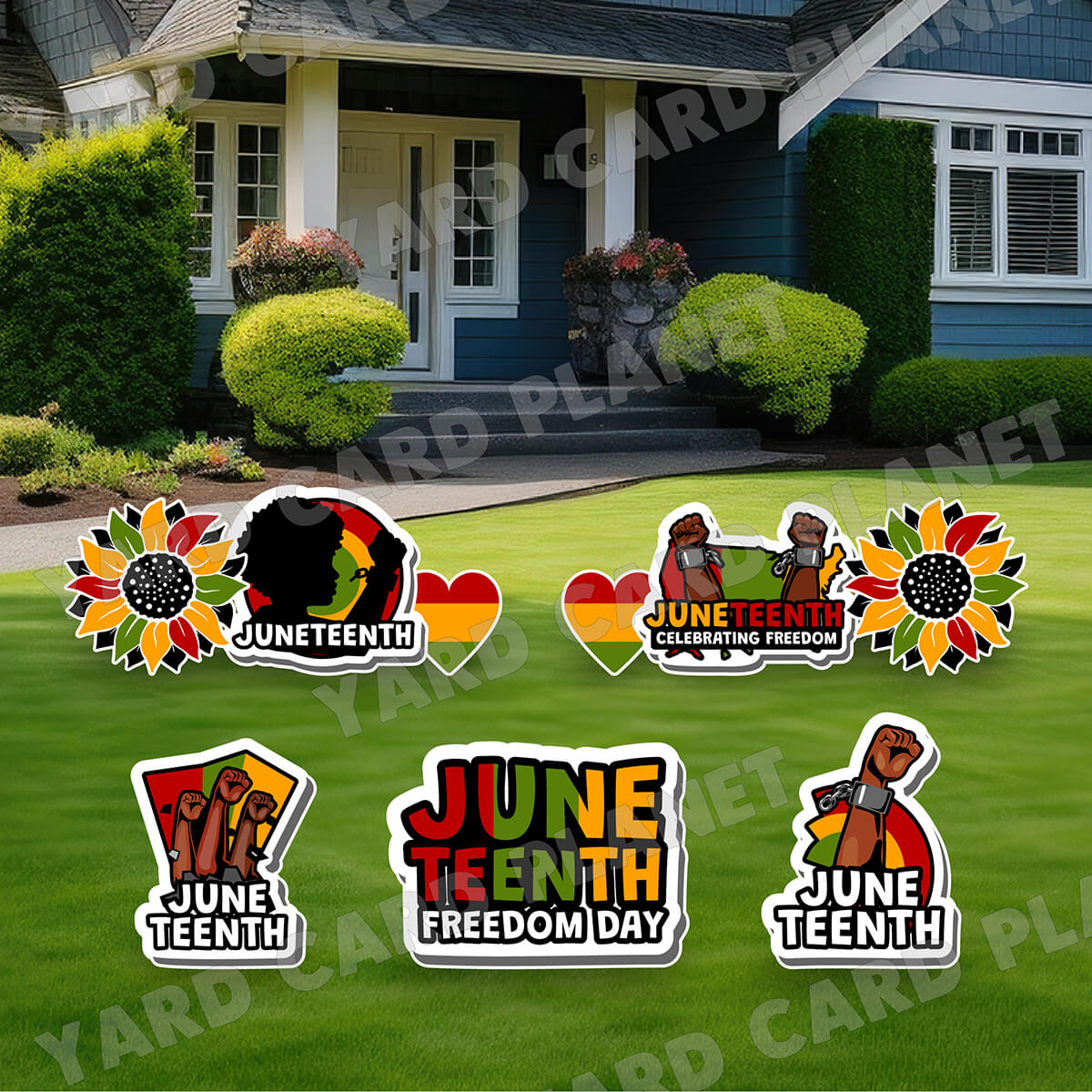 Juneteenth Freedom Day Yard Card Flair Set