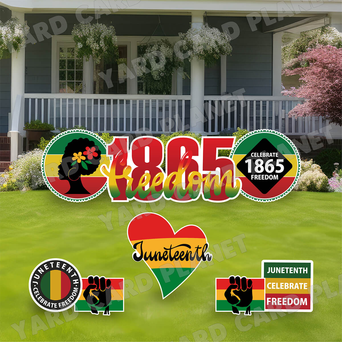 Juneteenth 1865 Freedom EZ Quick Sign and Yard Card Flair Set