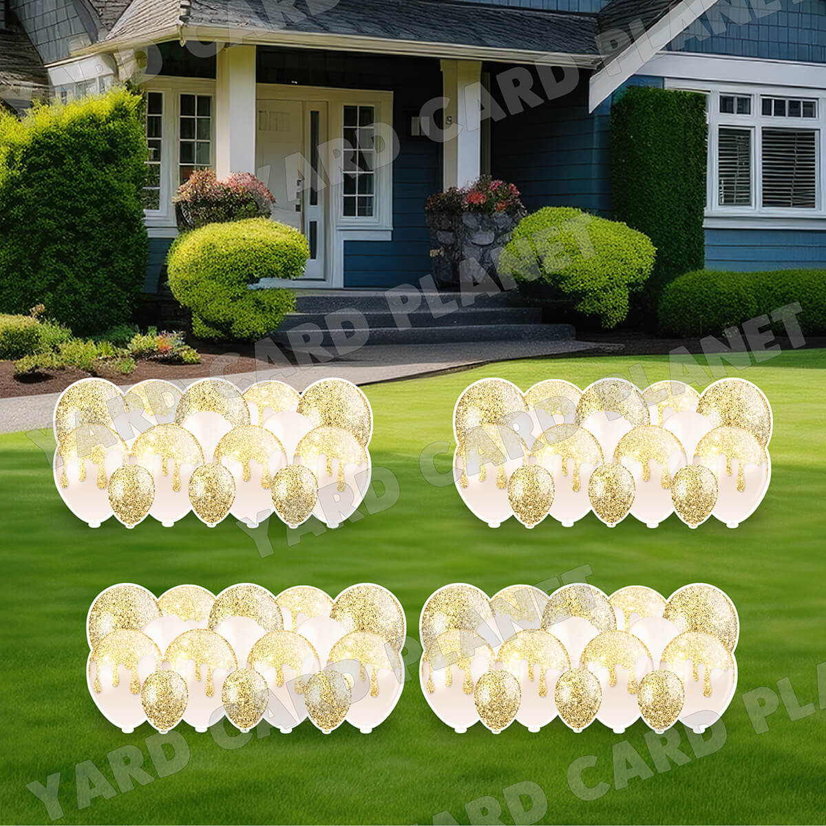 Gold Glitter Balloon Panels Yard Card Set