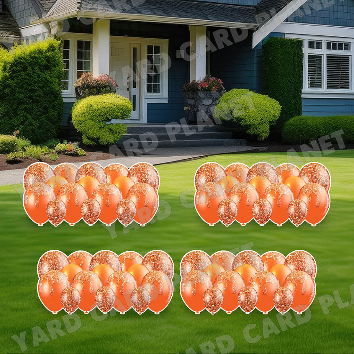 Orange Glitter Balloon Panels Yard Card Set