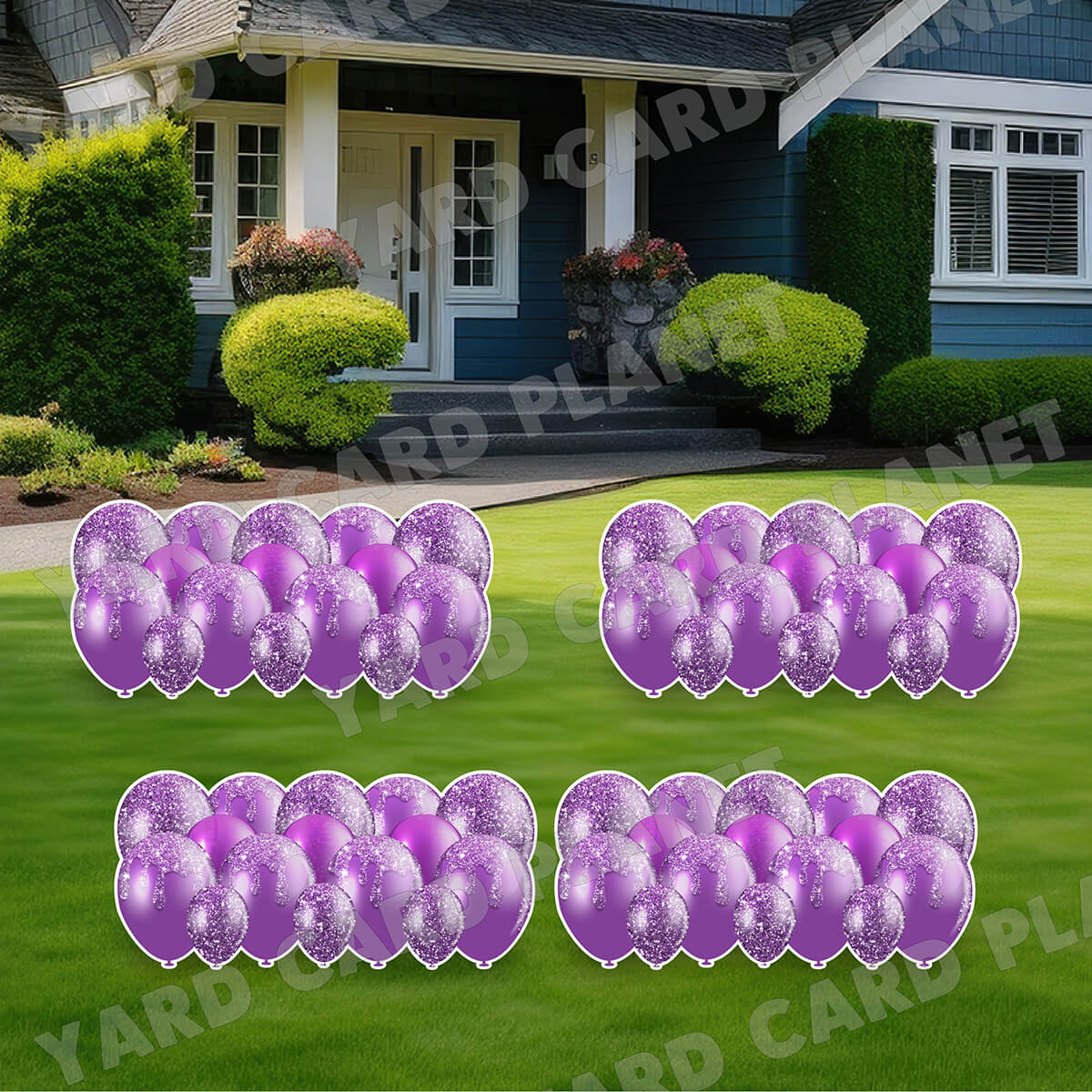 Purple Glitter Balloon Panels Yard Card Set
