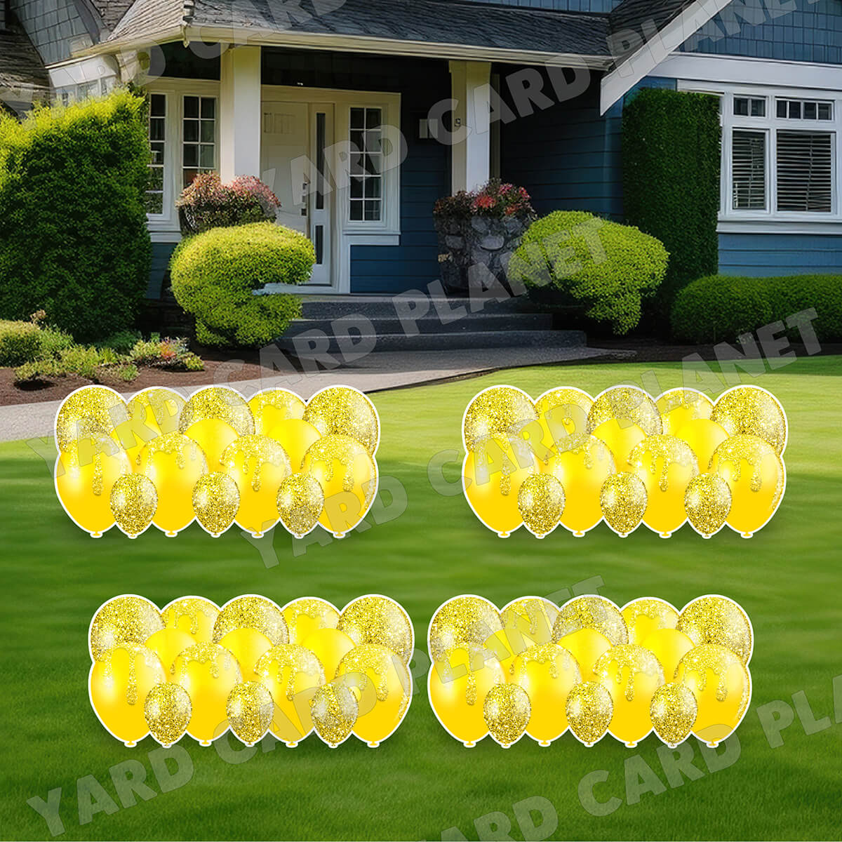 Yellow Glitter Balloon Panels Yard Card Set