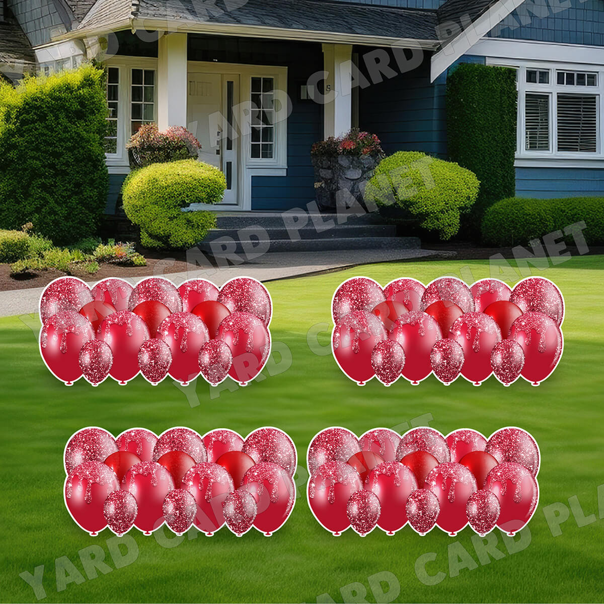 Maroon Glitter Balloon Panels Yard Card Set
