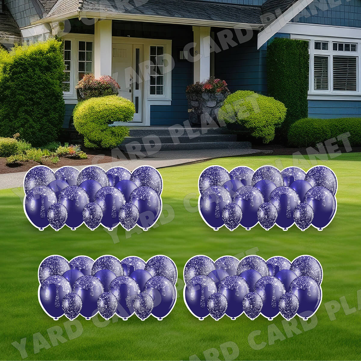 Dark Purple Glitter Balloon Panels Yard Card Set
