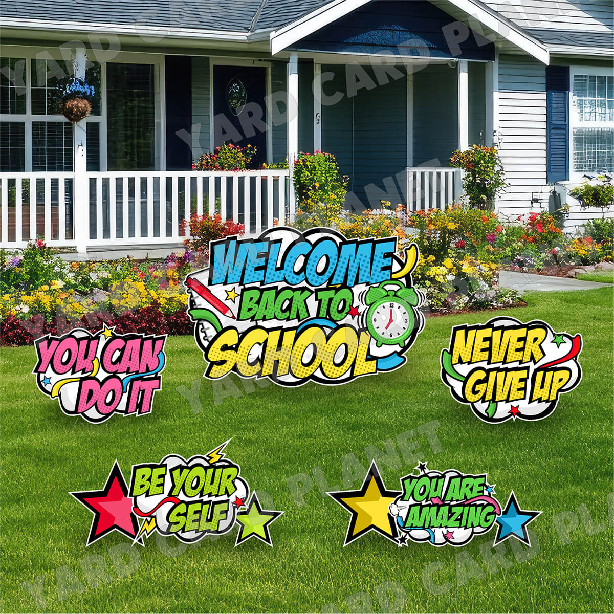 Welcome Back To School EZ Quick Sign and Inspirational Yard Card Flair Set
