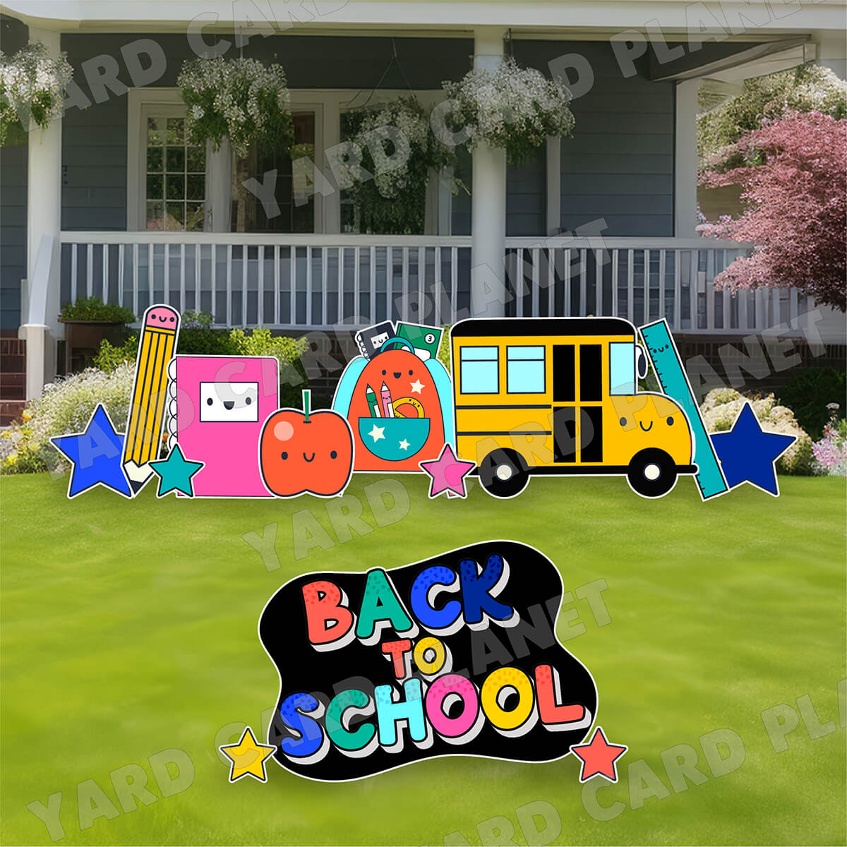 Back To School EZ Quick Sign and Happy School Yard Card Flair Set