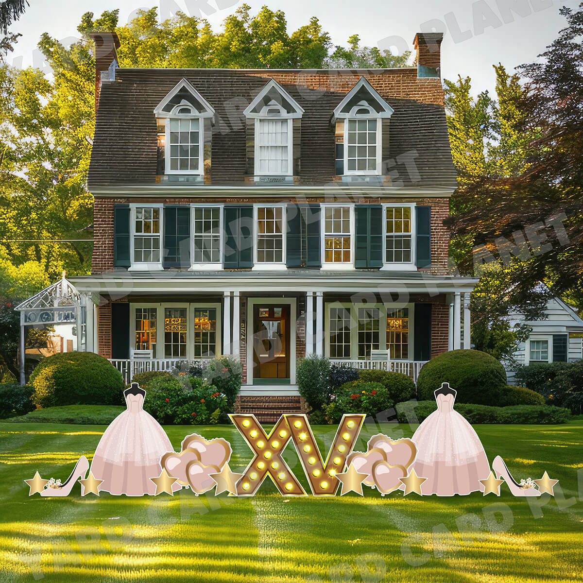 Marquee Roman Numeral Quinceañera EZ Quick Sign and Yard Card Flair Set