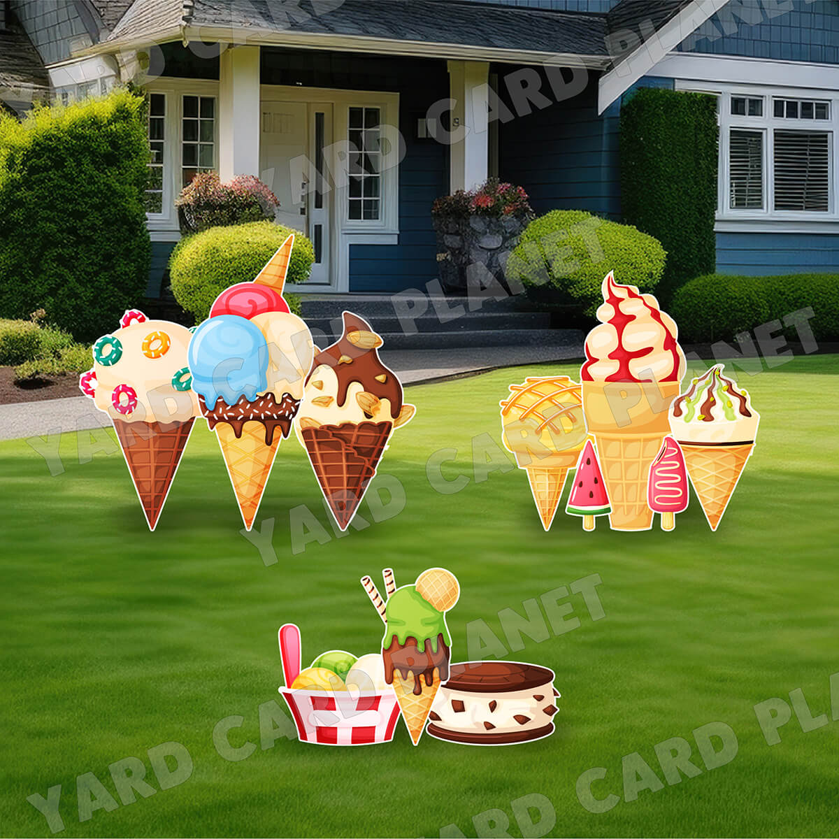 Ice Cream Treats Yard Card Flair Set