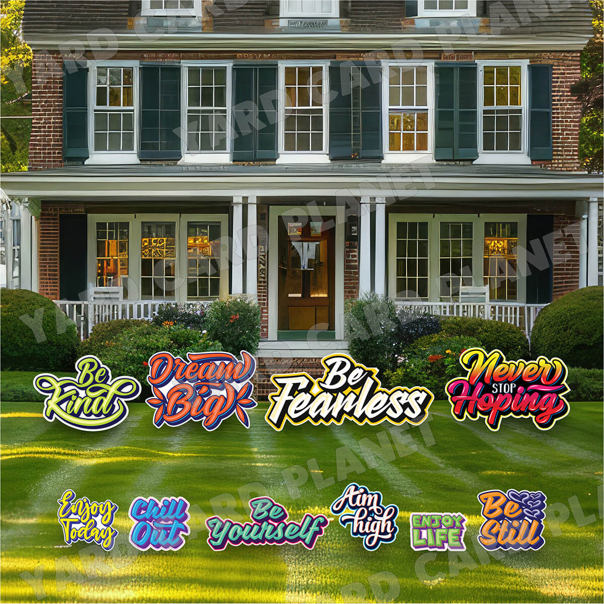 Colorful Inspirational and Motivational Sayings Yard Card Flair Set