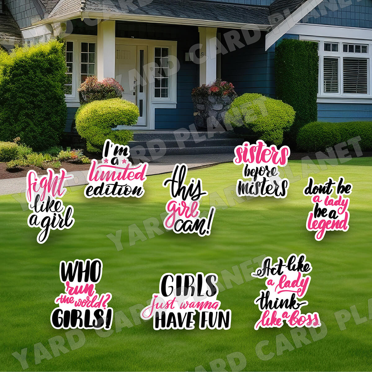 Girl Power Inspirational and Motivational Sayings Yard Card Flair Set