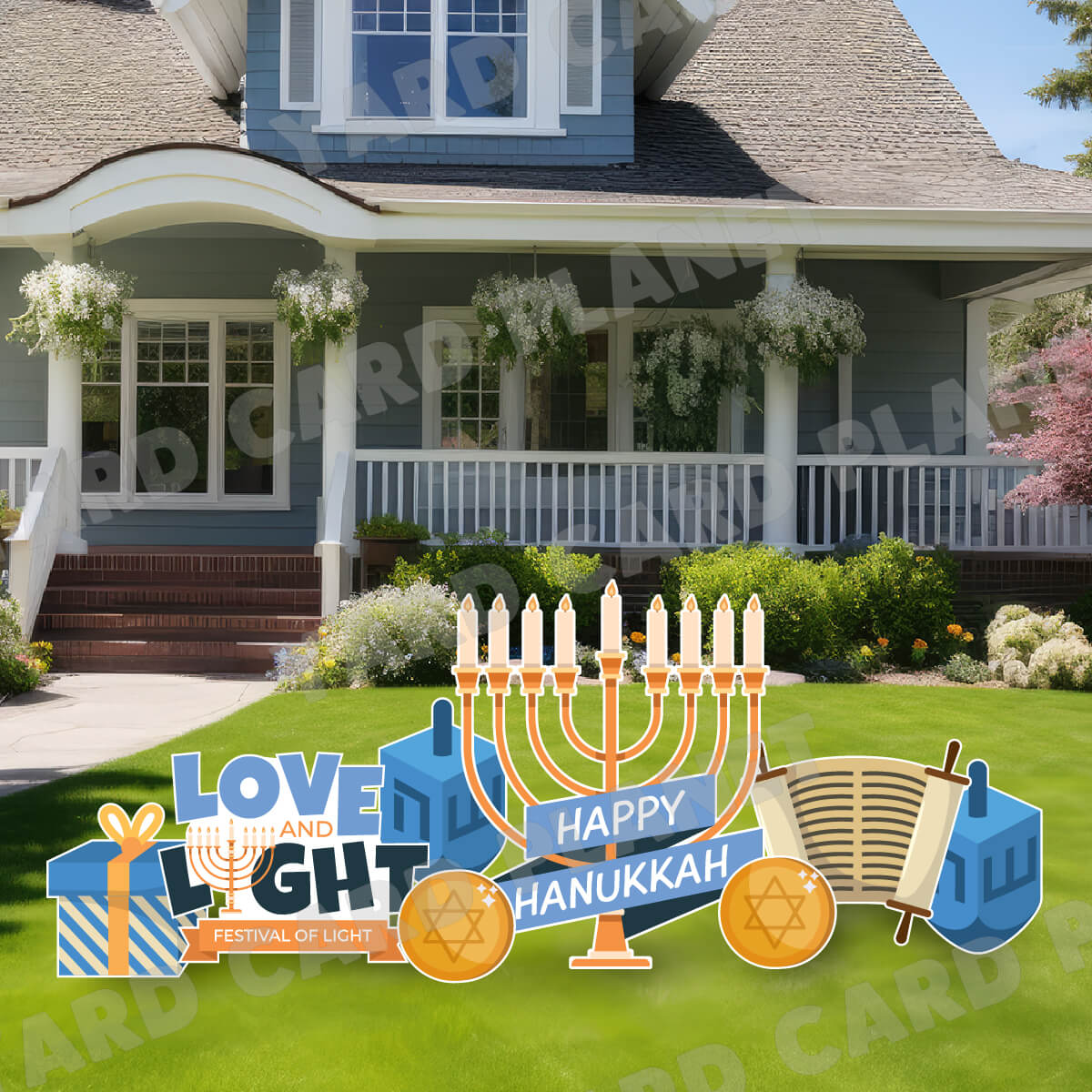 Happy Hanukkah Love and Light Signs and Yard Card Flair Set
