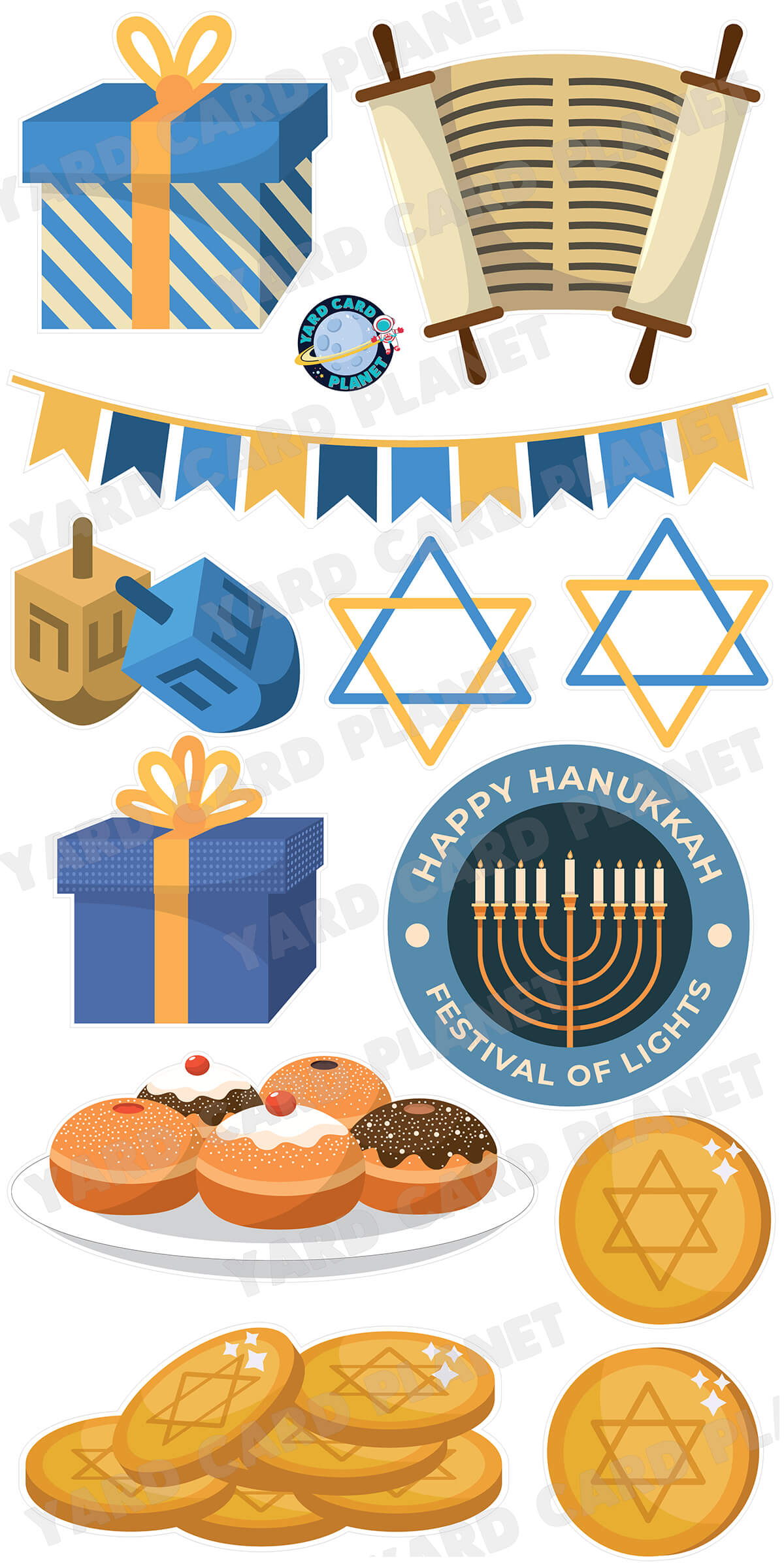 Happy Hanukkah Festival of Lights Yard Card Flair Set