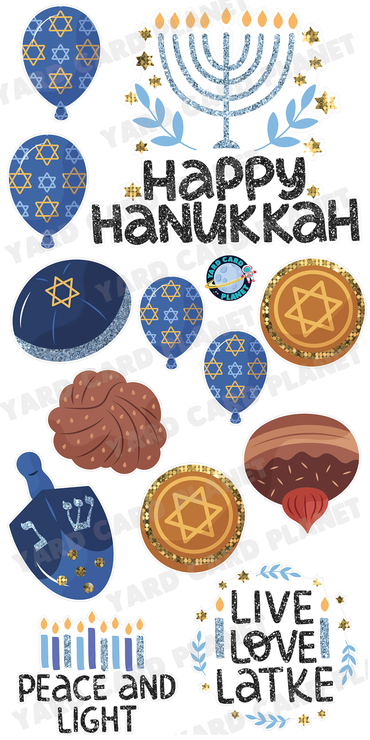 Happy Hanukkah Signs and Yard Card Flair Set