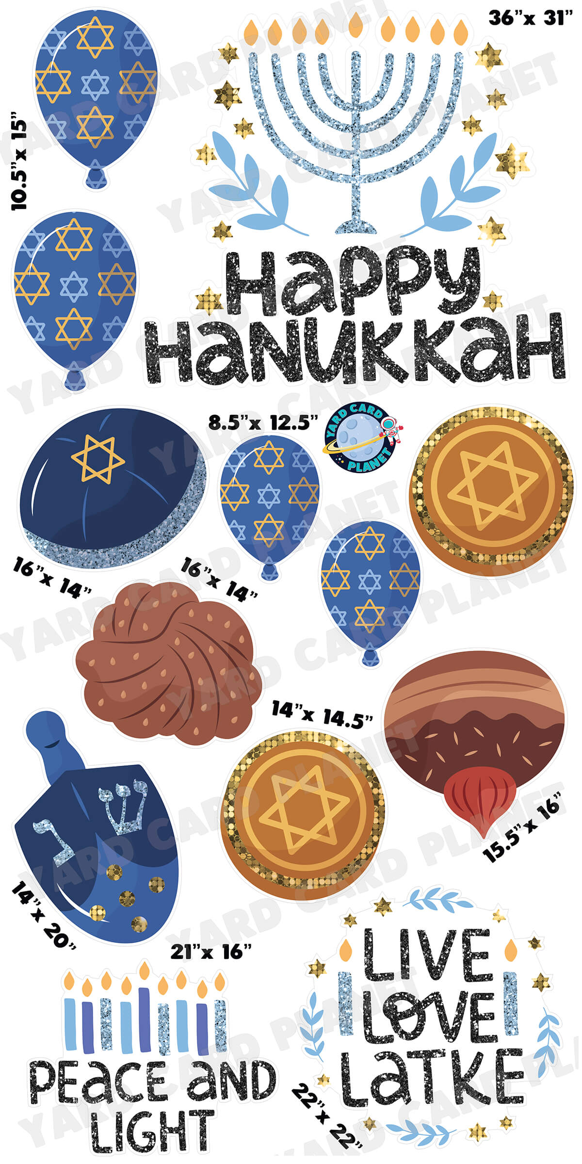 Happy Hanukkah Signs and Yard Card Flair Set