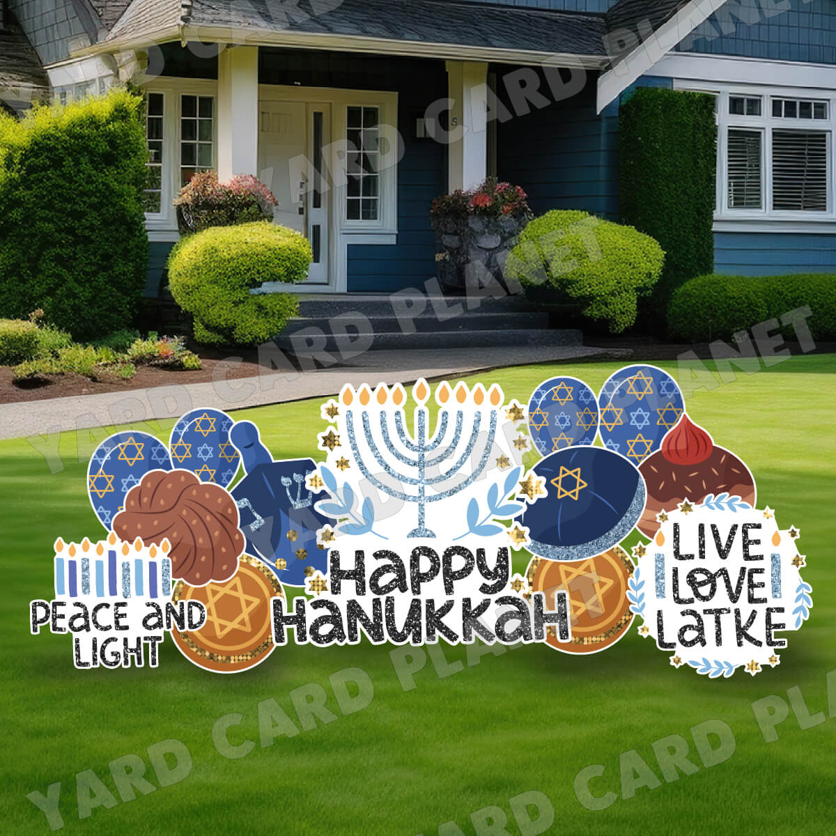 Happy Hanukkah Signs and Yard Card Flair Set