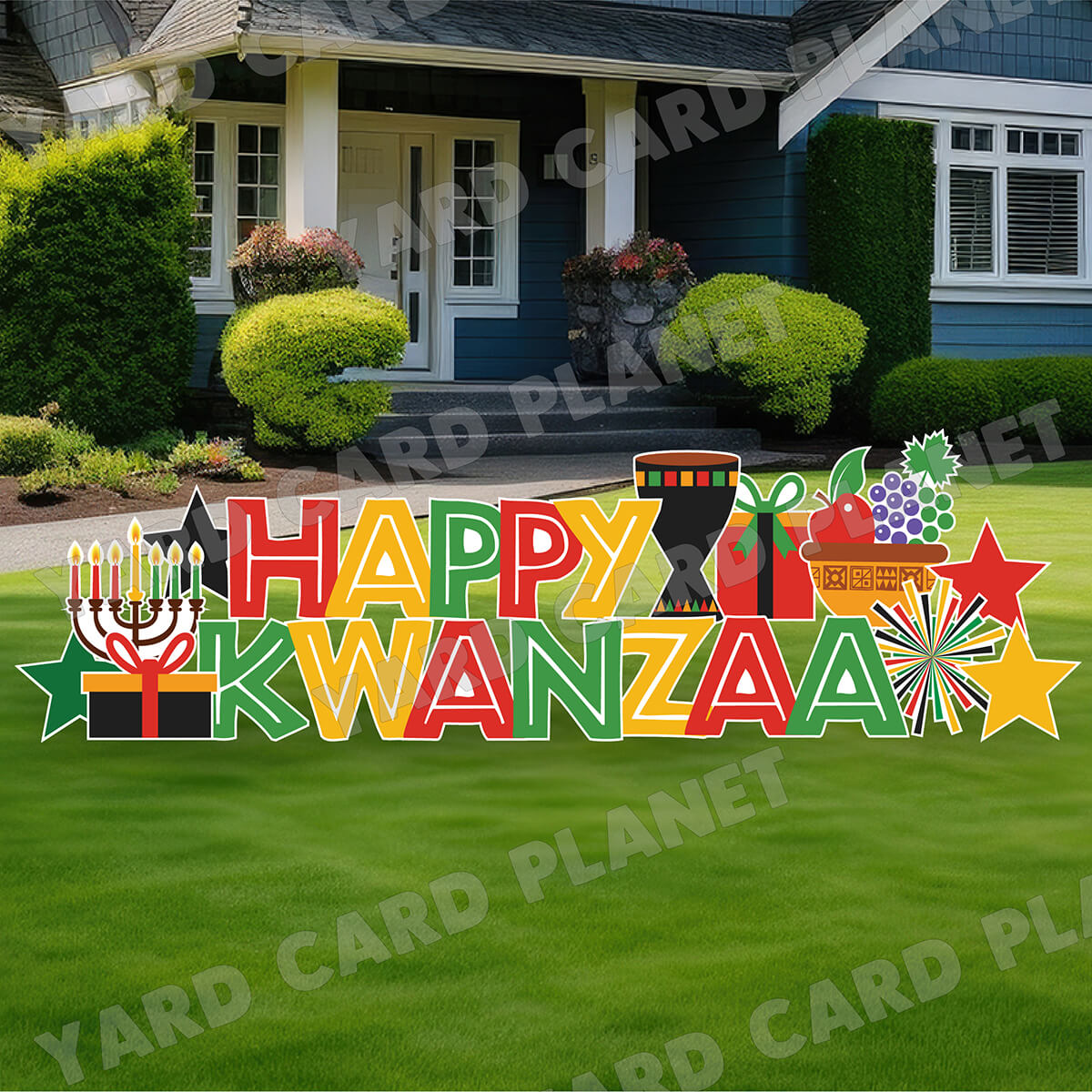 Happy Kwanzaa EZ Quick Set and Yard Card Flair Set