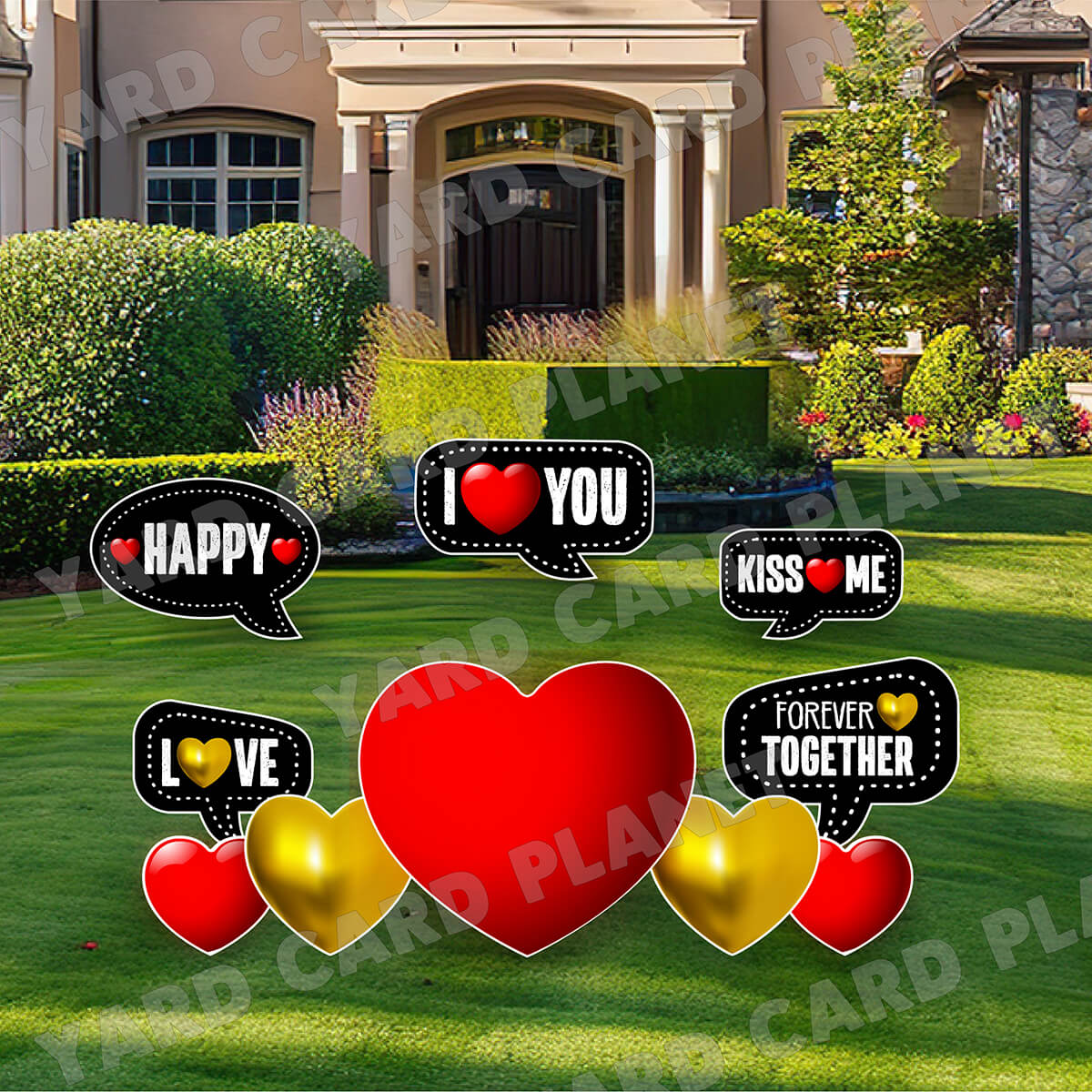 Hearts and Love Sayings Yard Card Flair Set
