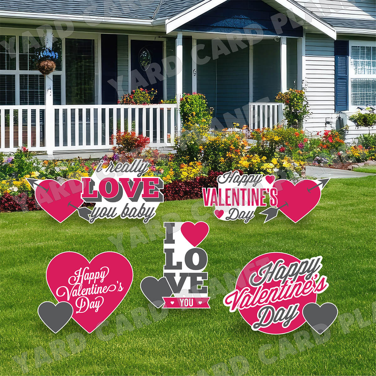 Happy Valentine's Day I Love You Signs and Yard Card Flair Set