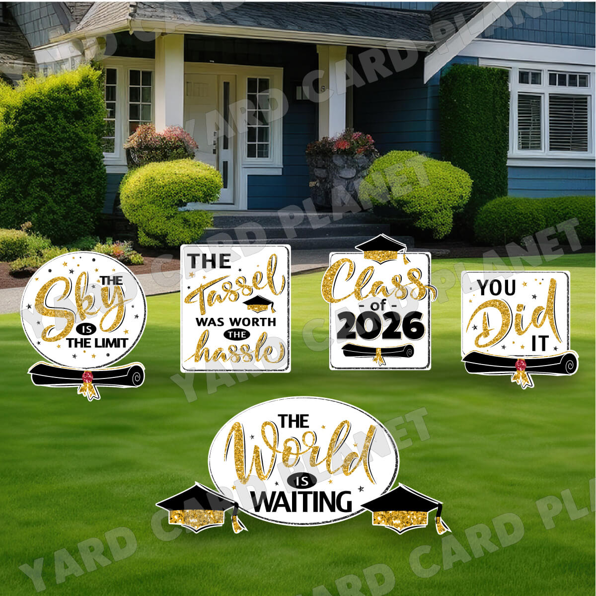 Glitter Pattern Graduation Sayings Signs and Yard Card Flair Set