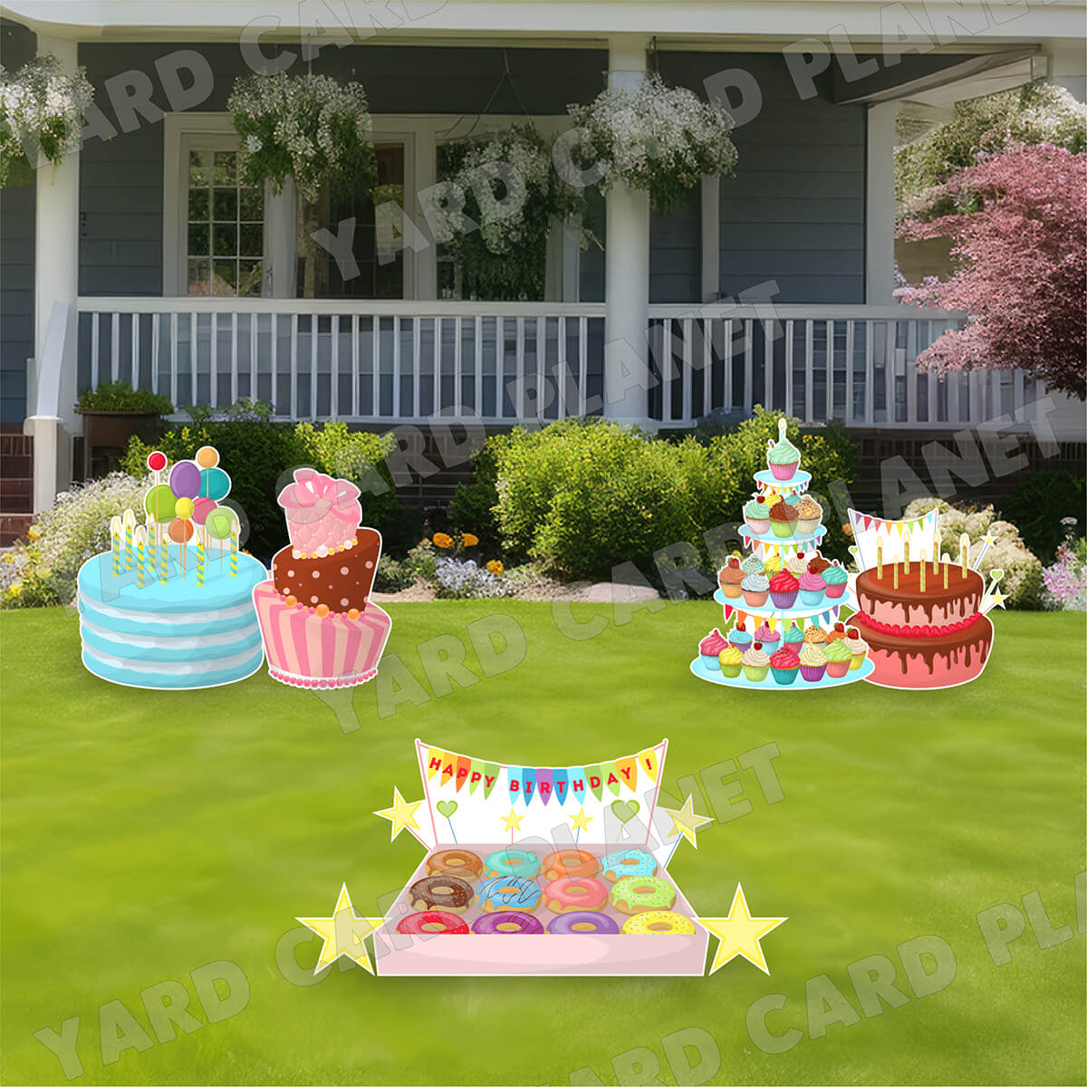 Birthday Cakes, Cupcakes and Donuts Yard Card Flair Set