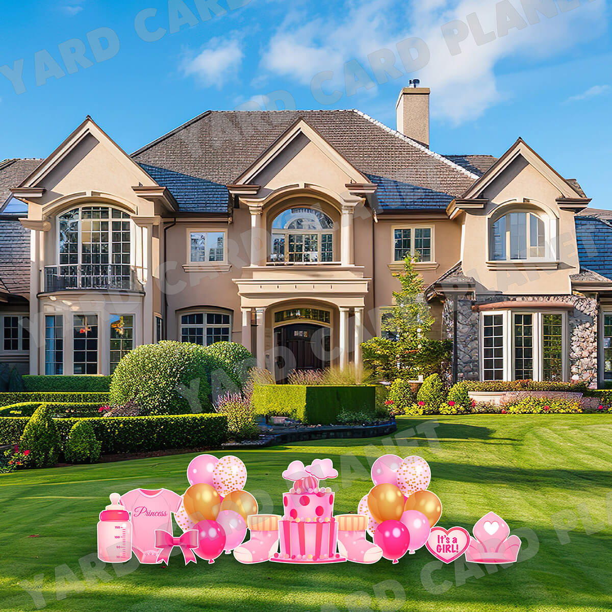 Baby Girl Birthday Yard Card Flair Set